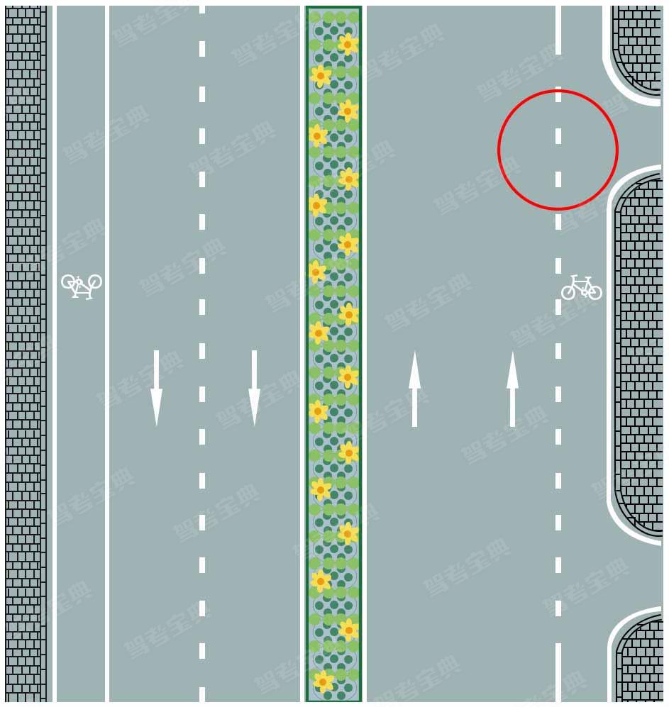 图中路右侧车行道边缘白色虚线是什么含义？