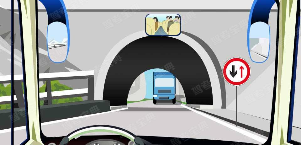 如图所示，驾驶机动车在隧道前遇到这种标志，以下做法正确的是什么？