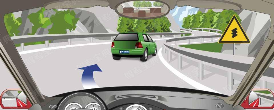 如图所示，驾驶机动车在对向没有来车的情况下允许超车。