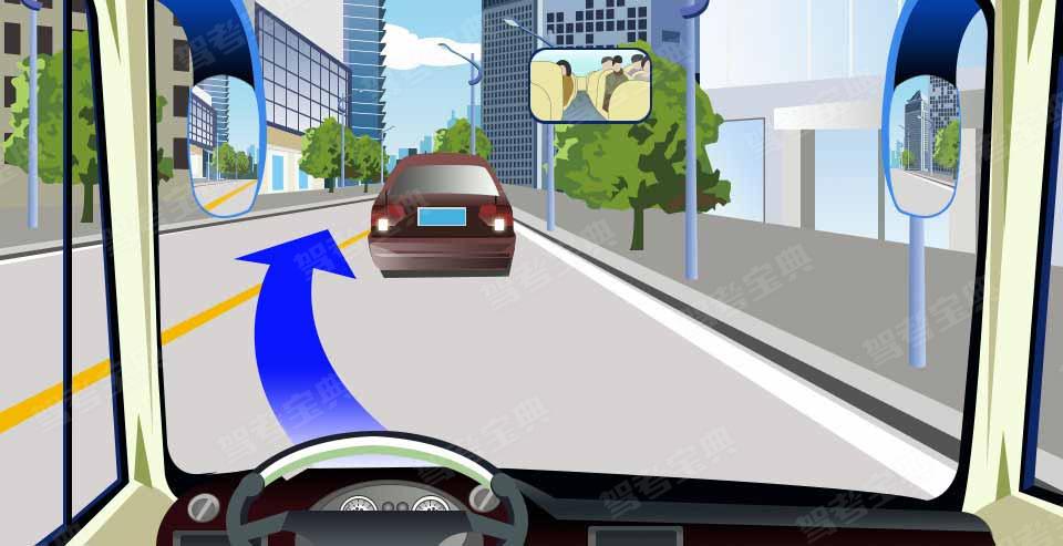 如图所示，驾驶机动车在这种道路上超车可借对向车道行驶。