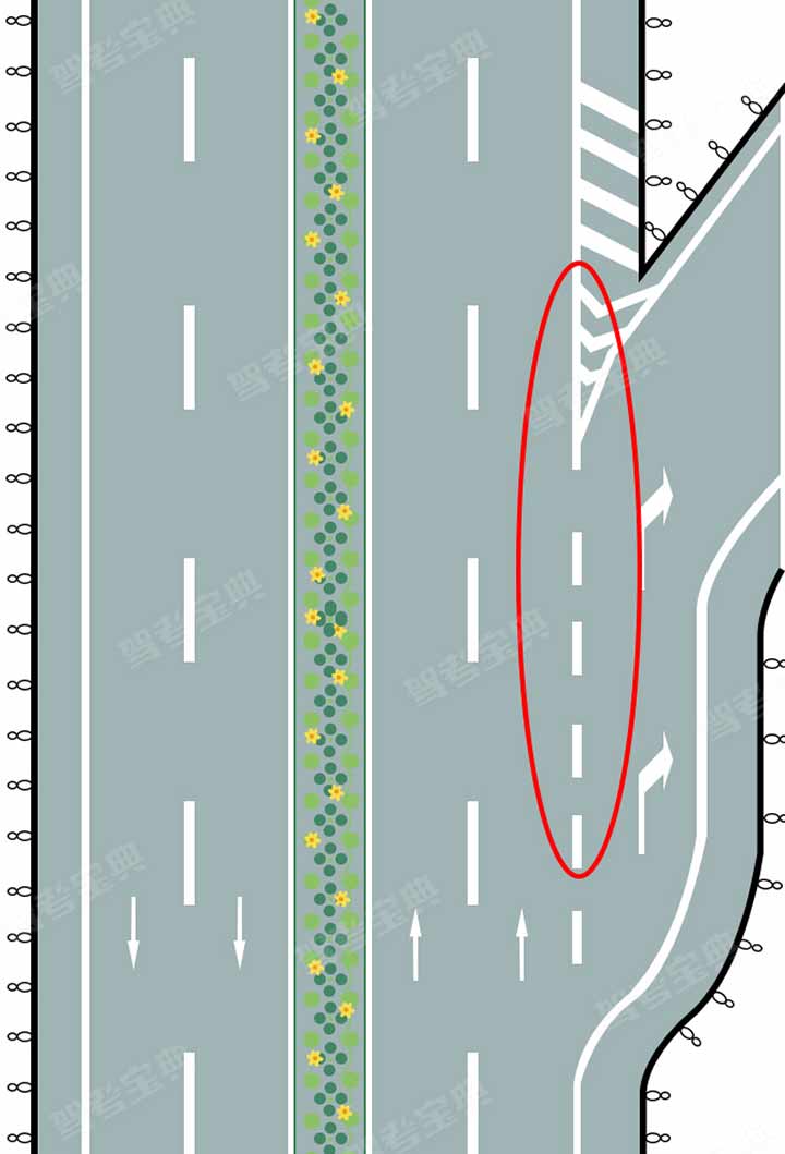 路面由白色虚线和三角地带标线组成的是什么标线？
