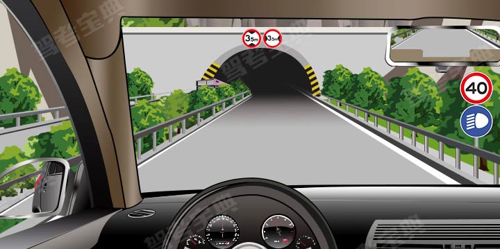 如图所示，驾驶机动车进入隧道前，驾驶人应该注意哪些事项？
