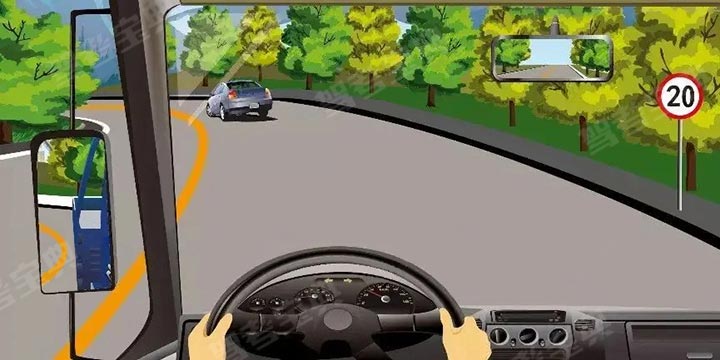 如图所示，驾驶机动车行驶到弯道路段时，以下错误的做法是什么？