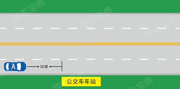 如圖所示，A車在此處停車是可以的。